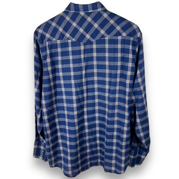 Youngbloods Western Pearl Snap Blue Plaid Shirt Rodeo Womens Large - Picture 4 of 13